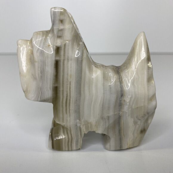Carved Stone Scottish Scotty Terrier Dog Onyx? Marble? Rock 3” Figurine - Picture 5 of 10